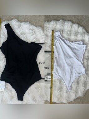 ✨ NWT Commense One-Shoulder Bodysuit Bundle 2-Pack (Black & White) - Size M